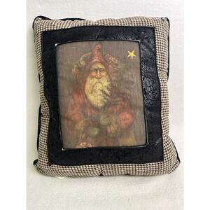 Vintage Rustic‎ Unbranded 16x18 Tan Old World Santa Houndstooth Pillow